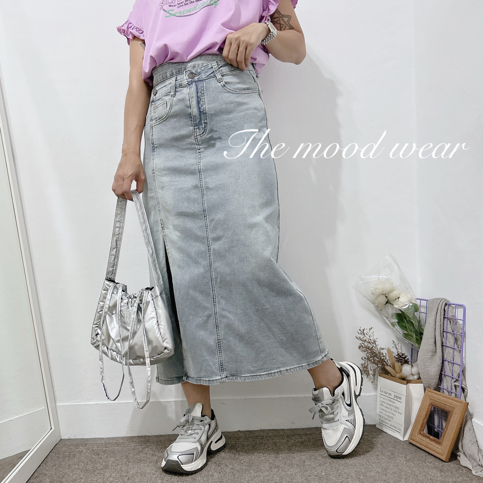 S-2XL設計款雙褲頭開叉長裙