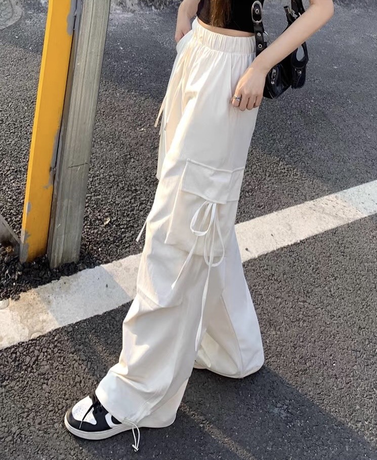 側綁蝴蝶結工作長褲