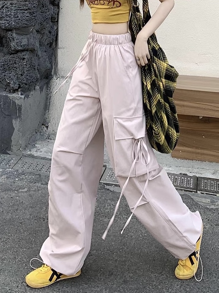 側綁蝴蝶結工作長褲