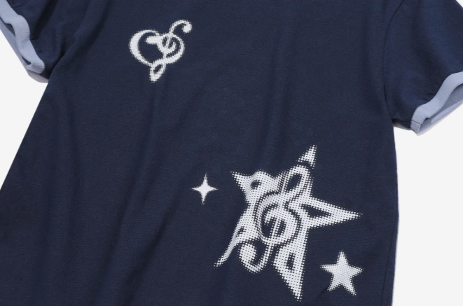 CPGN STUDIO / Heart Clef CROP ringer short T-shirt / dark blue / JUL25