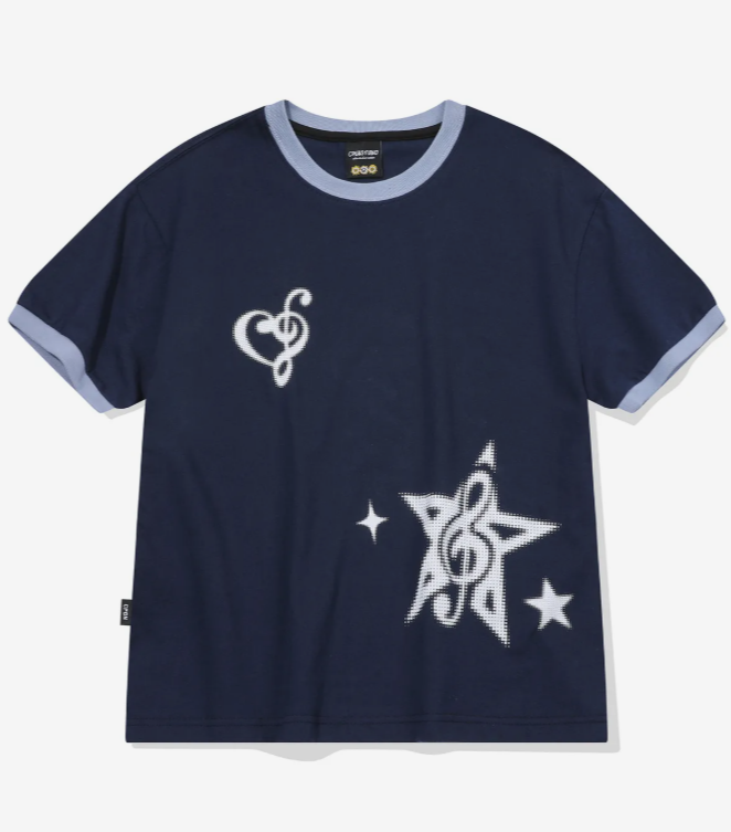 CPGN STUDIO / Heart Clef CROP ringer short T-shirt / dark blue / JUL25
