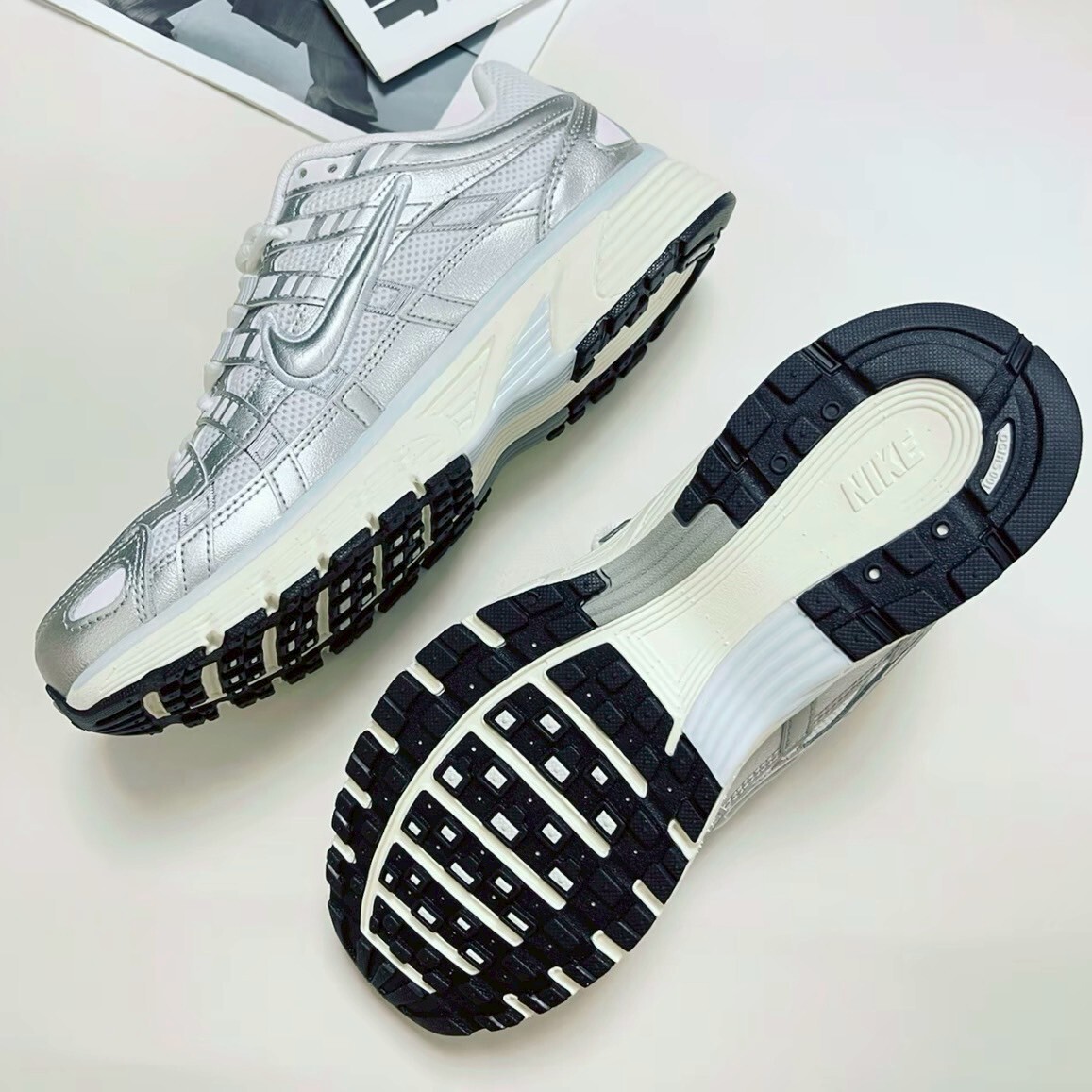 Nike P-6000 金屬灰銀 淺灰藍 奶油底 復古 運動休閒鞋 老爹鞋