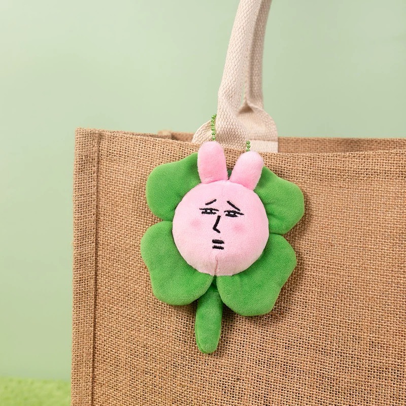 粉紅兔子幸運草鏡子吊飾