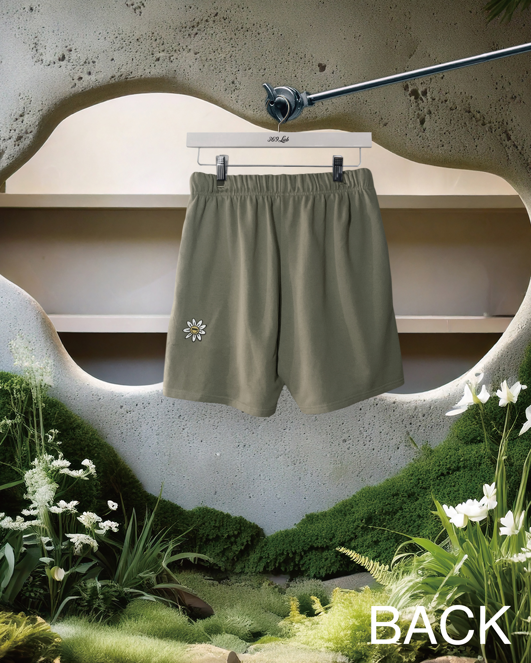 369 Lab Mini Daisy Sweat Shorts - Khaki