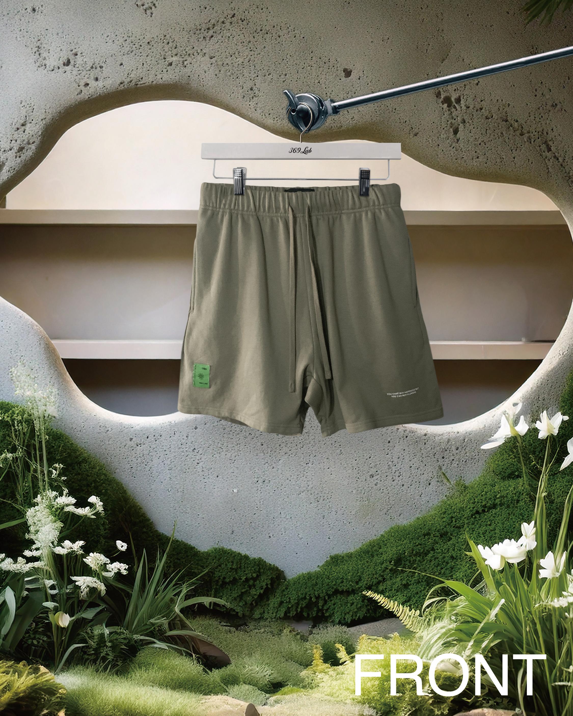 369 Lab Mini Daisy Sweat Shorts - Khaki