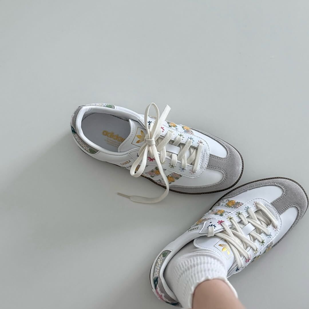 JUICE X ADIDAS SAMBA OG 刺繡花卉 花花 碎花 金標 白色 焦糖底 女鞋 HQ5155 / 預購