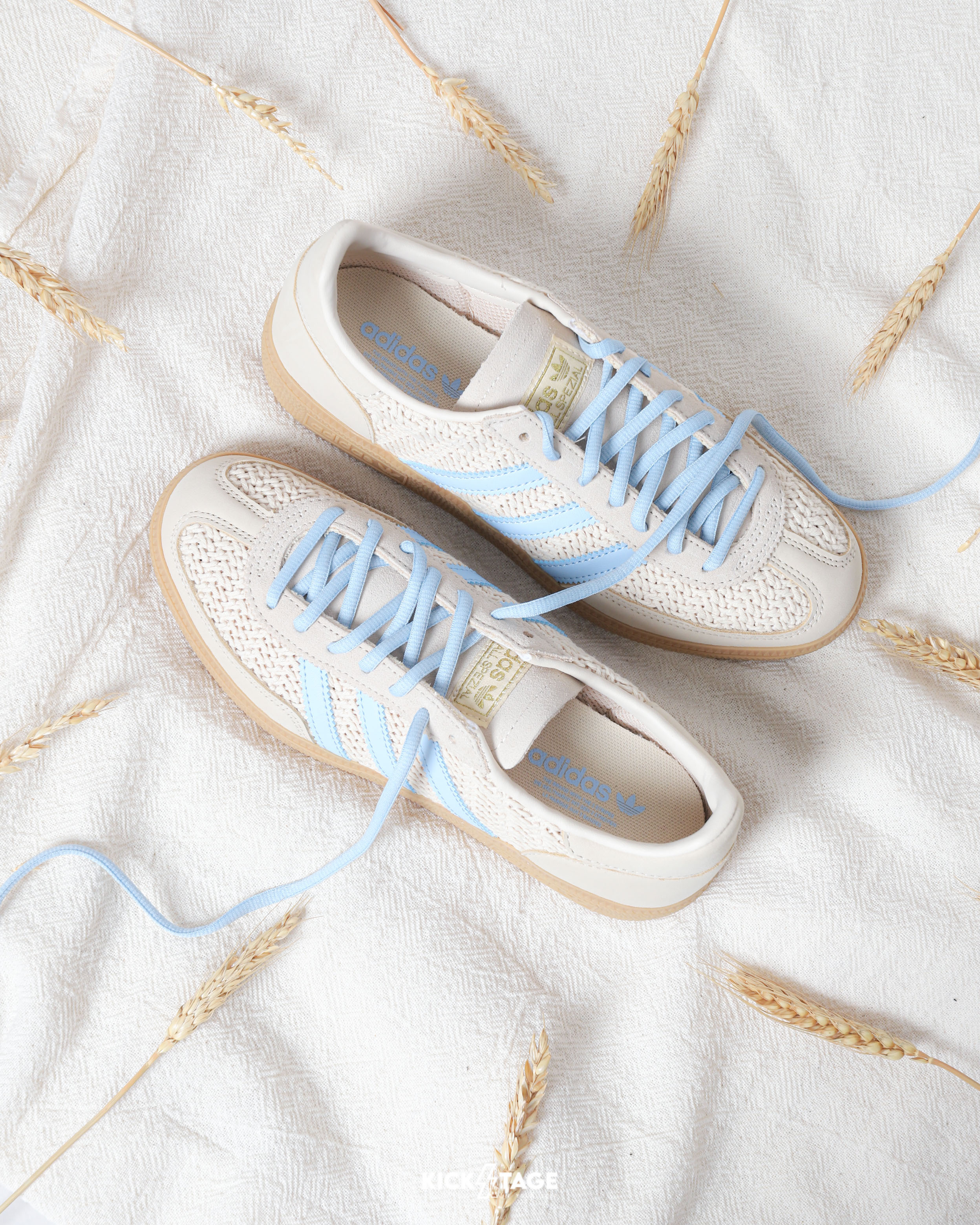 女鞋 ADIDAS HANDBALL SPEZIAL W 草編藍 麂皮 編織 復古 焦底 德訓鞋 休閒鞋【JQ8410】