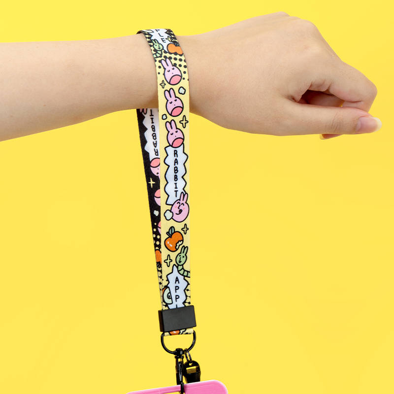 粉紅兔子手機掛繩短款（黃色）