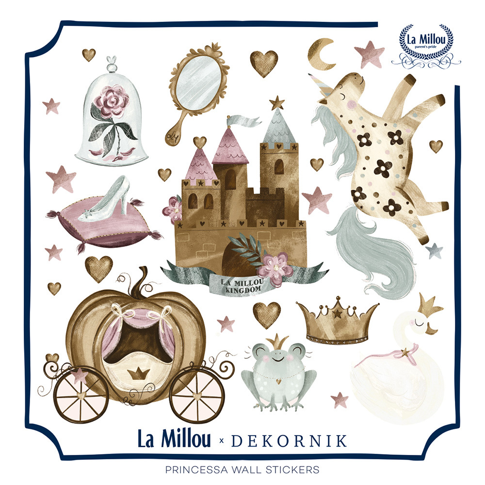 La Millou 經典圖案壁貼貼紙50*50cm｜仙履奇緣(粉底)