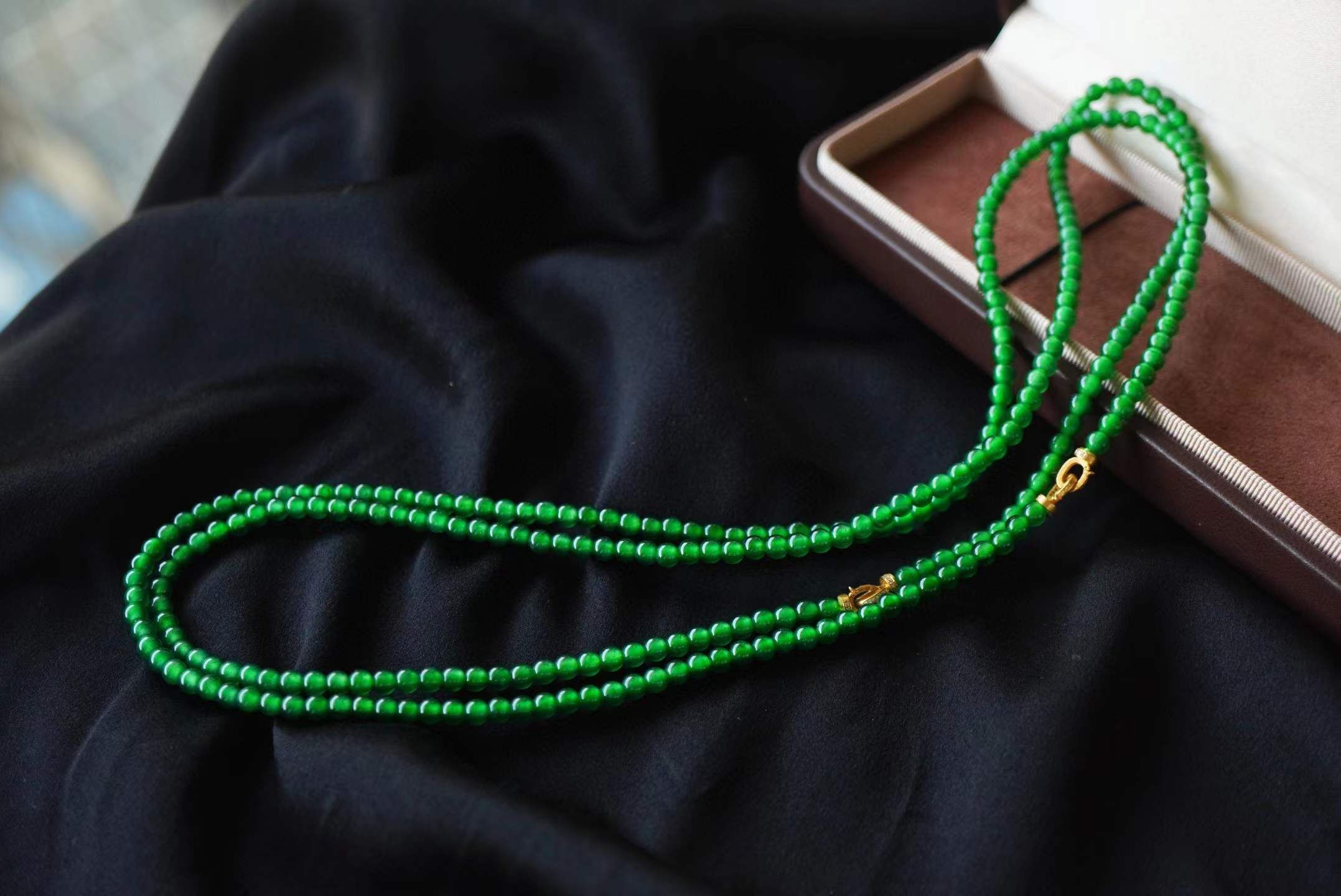 76865 翡翠冰辣陽綠多用款項鏈 (裸珠 4mm)