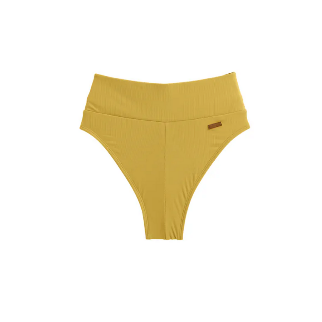 ▲Muiiswim HWM 高腰蜜挖臀泳褲 羅紋芥末黃