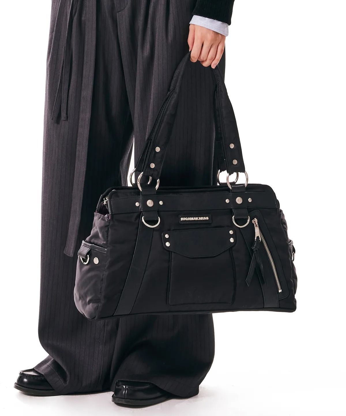 IUGAMAKARAS Studded Nylon Shoulder Bag