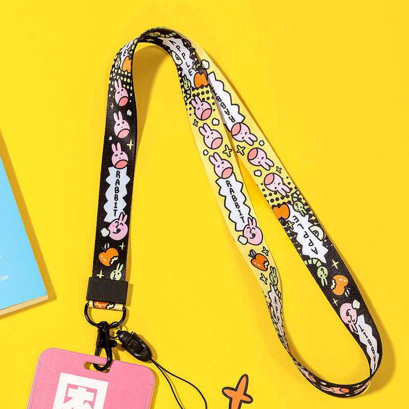 粉紅兔子手機掛繩長款（黃色）