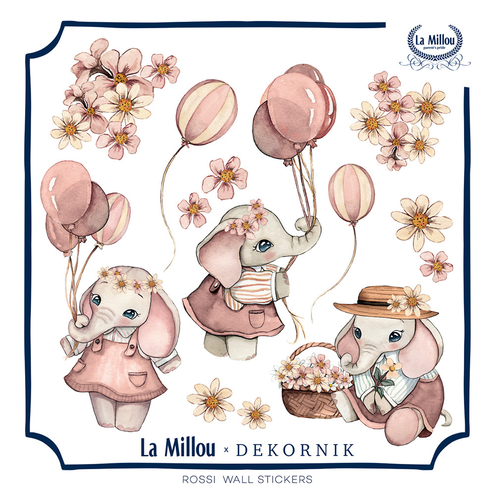 La Millou 經典圖案壁貼貼紙50*50cm｜MAJA聯名款｜小象小甜心