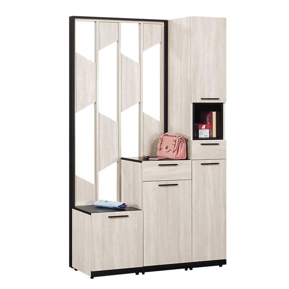 曼珊3.7尺四門二抽屏風高鞋櫃/玄關收納櫃/隔間置物櫃-座鞋櫃款