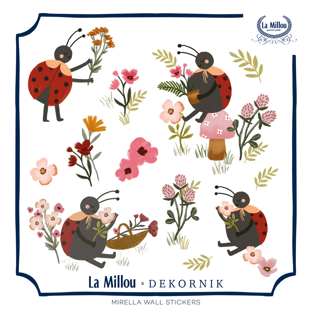 La Millou 經典圖案壁貼貼紙50*50cm｜花蜜小瓢蟲