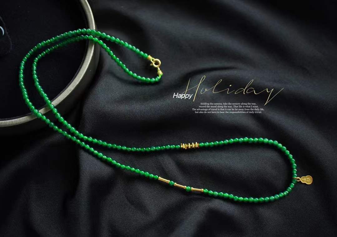 76866 翡翠辣陽綠小米鏈 (裸珠 3mm)