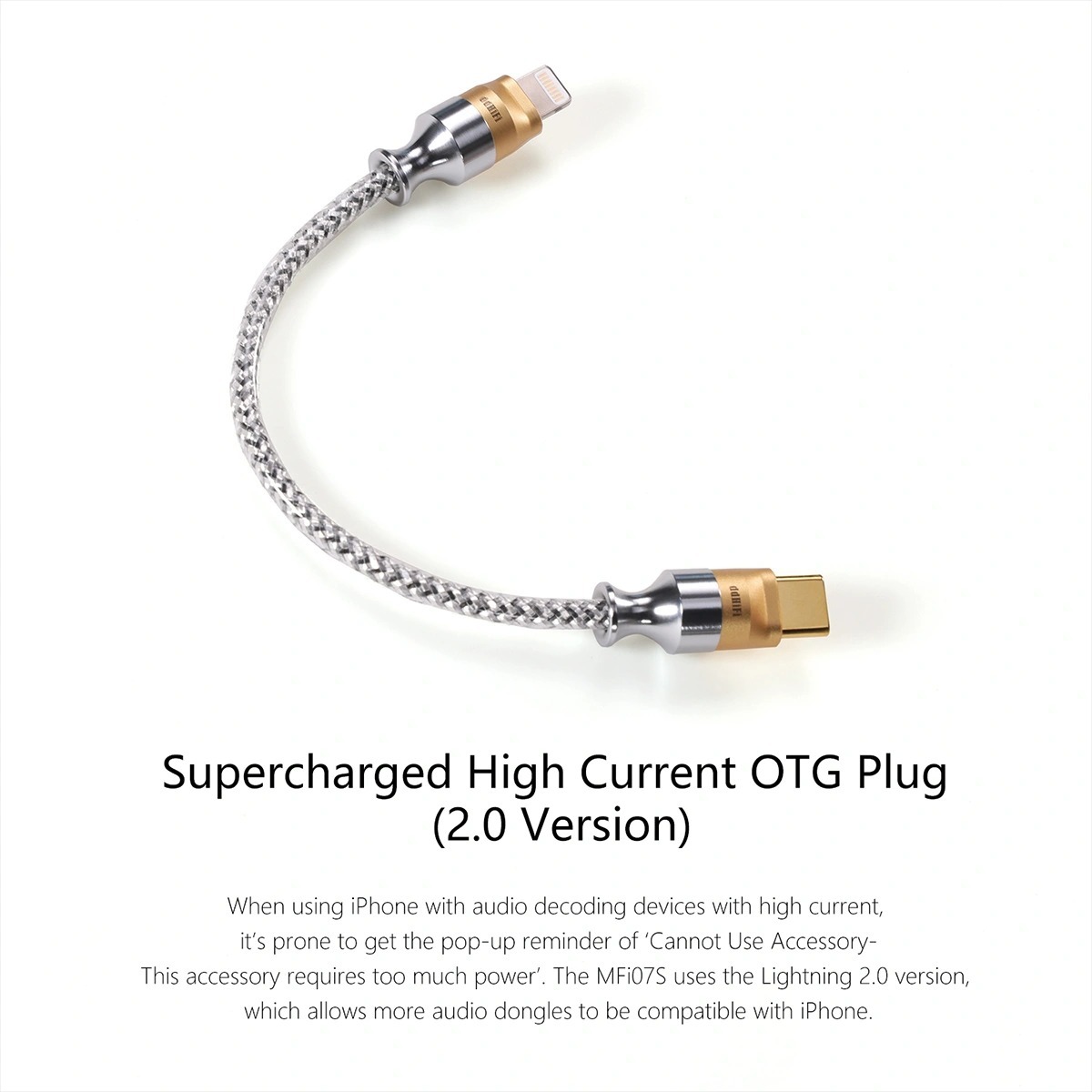 ddHiFi MFi07S Lightning to USB-C OTG HiFi Audiophile USB Cable