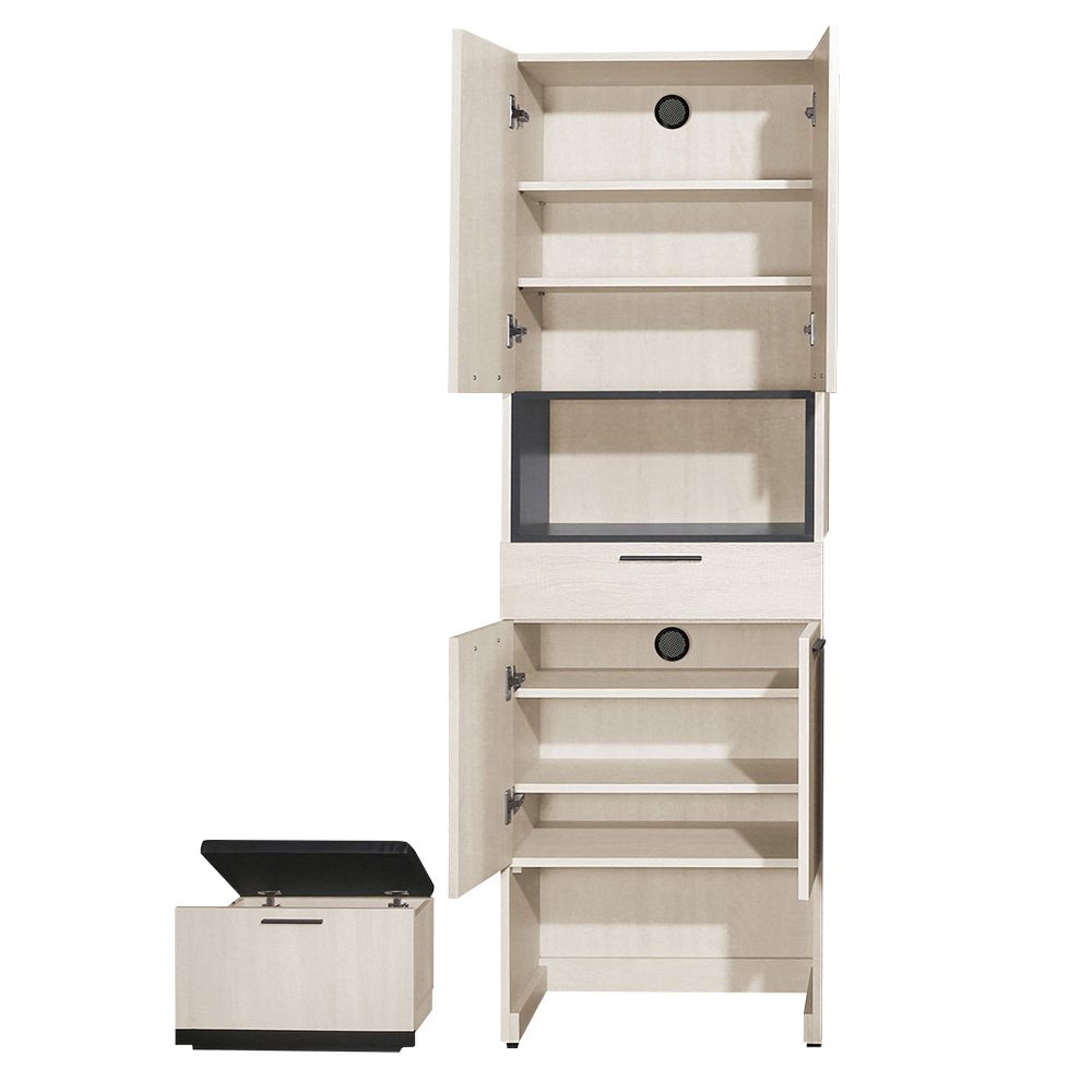 曼珊2尺四門單抽高鞋櫃/玄關收納櫃/隔間置物櫃-附收納穿鞋椅