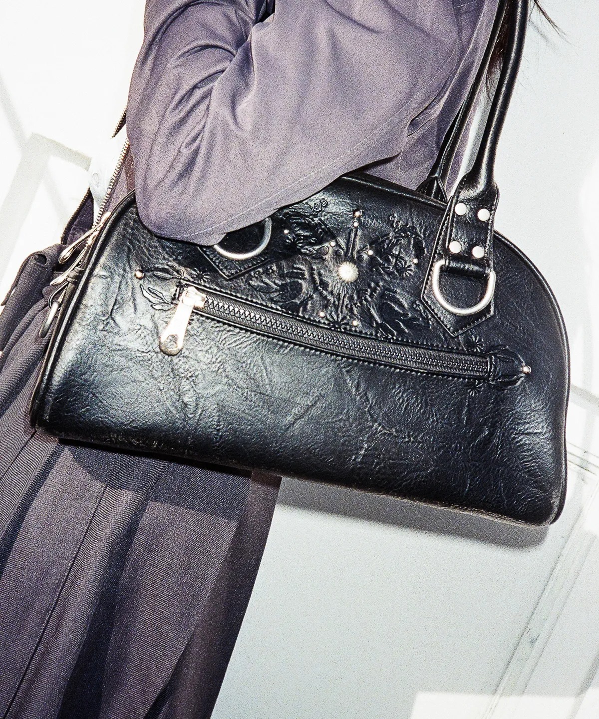 IUGAMAKARAS Studded Leather Bowling Bag