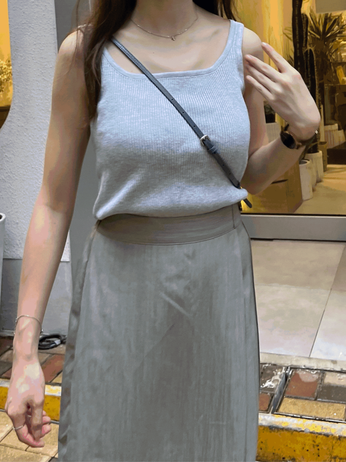 《KR》大方領滑針織背心