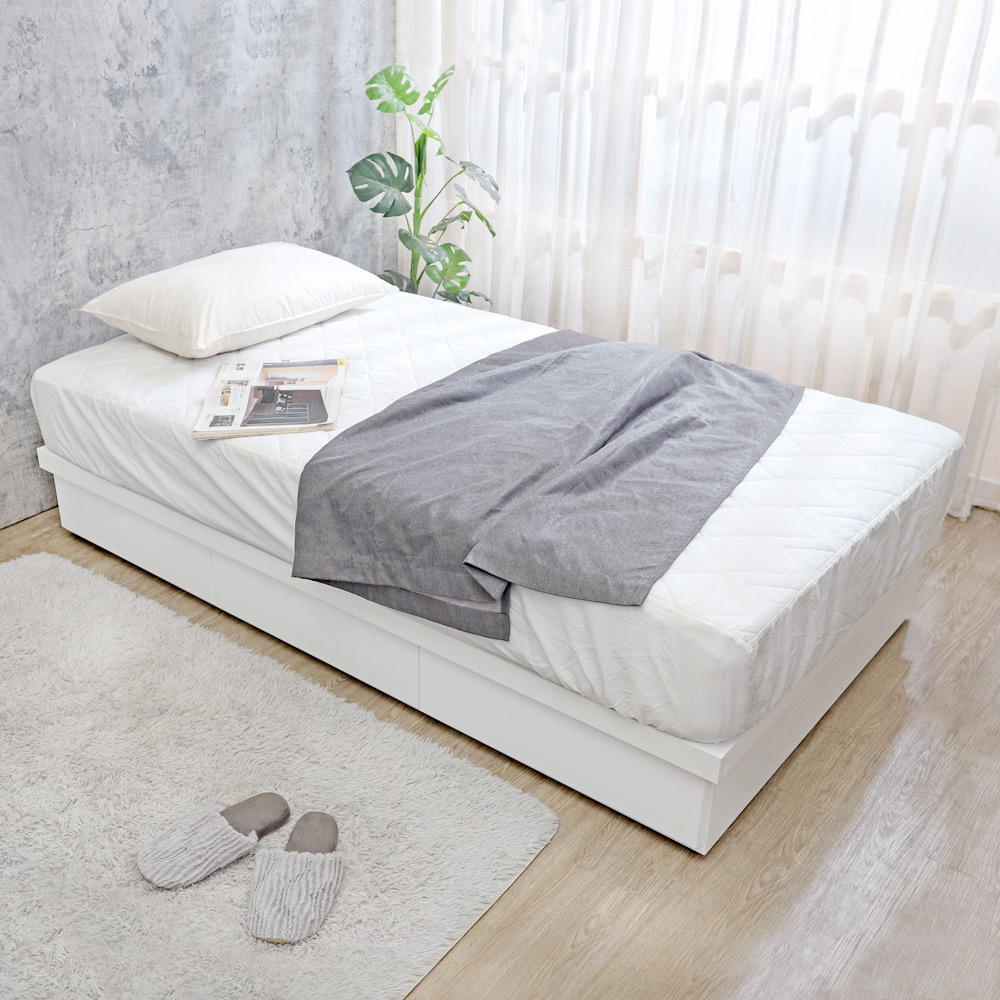 蕾雅3.5尺單人抽屜床底-單邊三抽