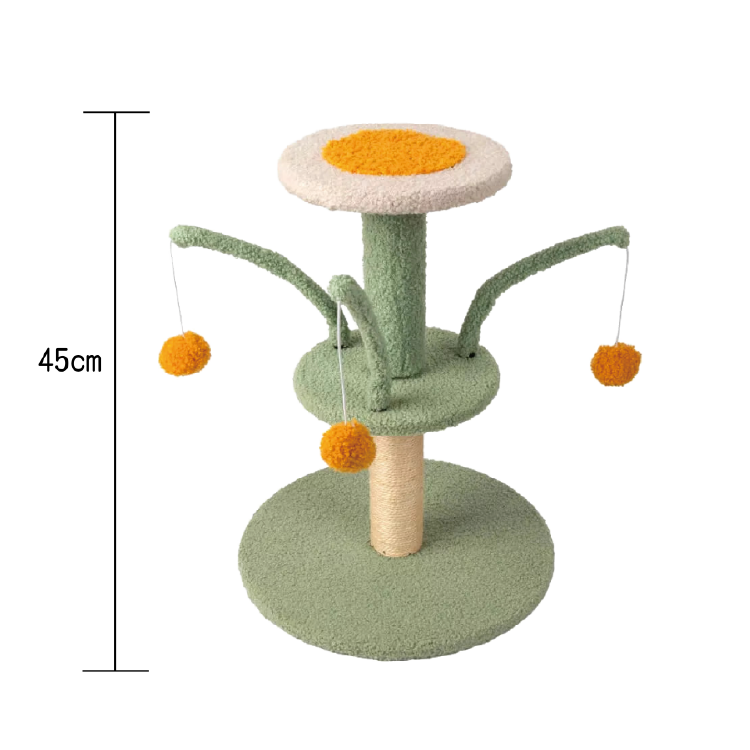 Pawise|雞蛋花圓柱貓抓台(白綠色)35*35*45cm(NO.28653)