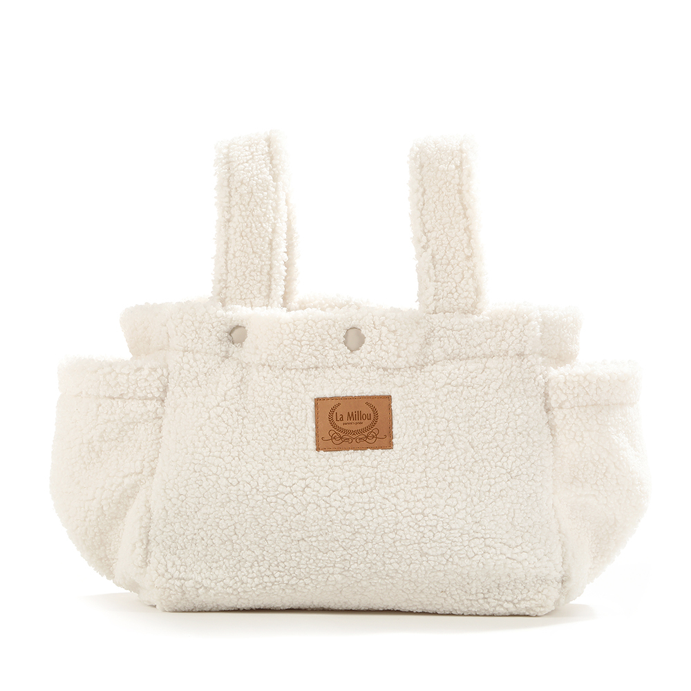 La Millou Teddy 泰迪毛絨 ‧ Two Way 迷你托特包外出袋/推車掛包｜奶油白