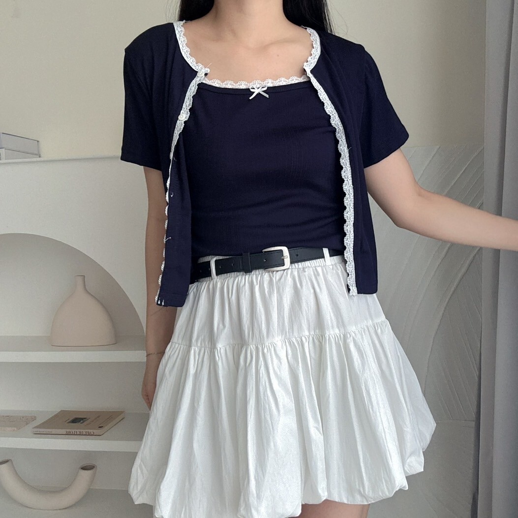 真兩件蕾絲背心小外套套裝（現貨）