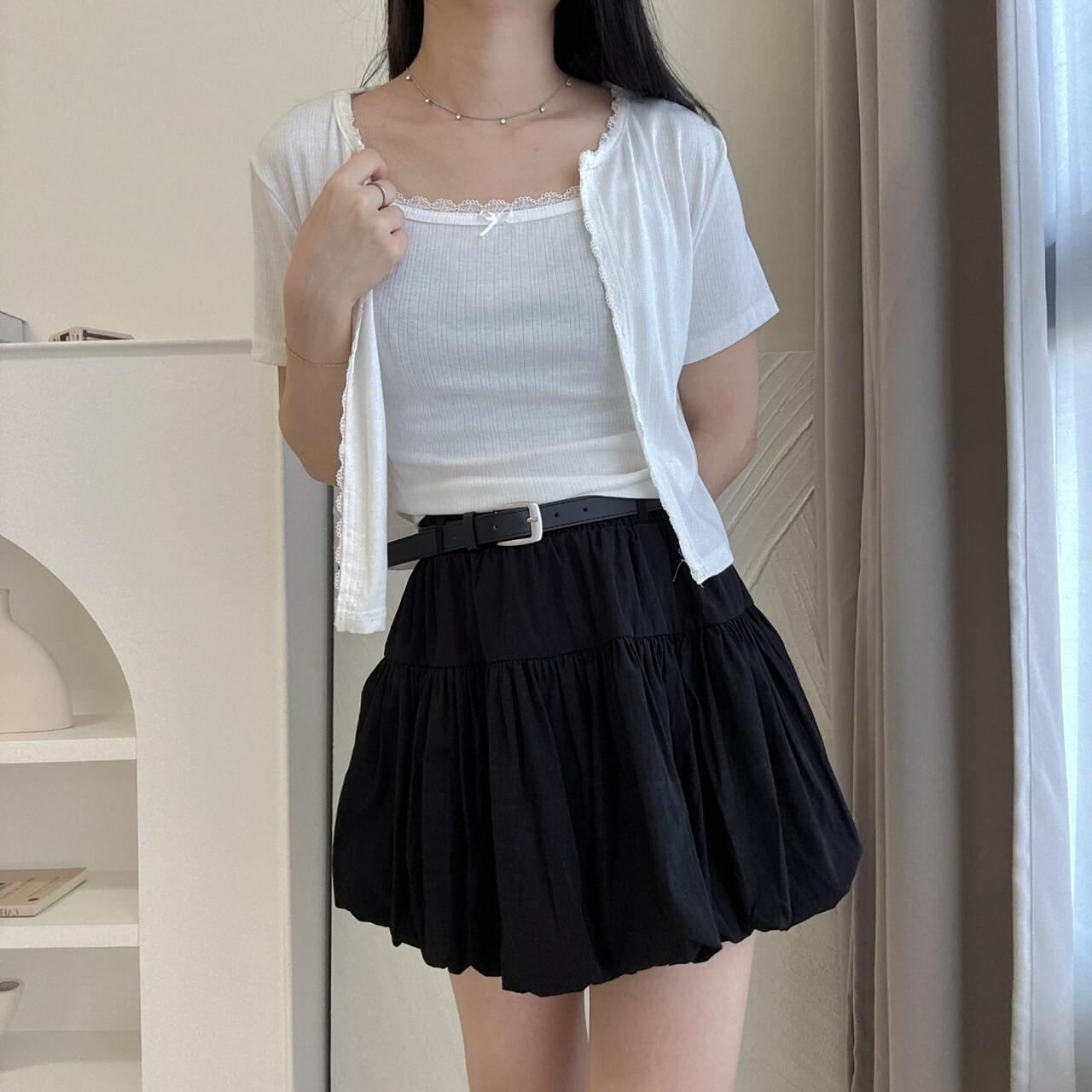 真兩件蕾絲背心小外套套裝（現貨）