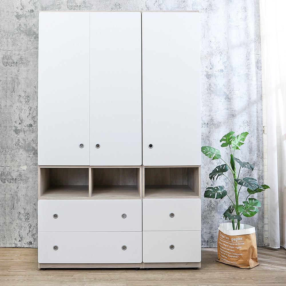 懷森4.2尺收納衣櫃組合(單門二抽+二門二抽)