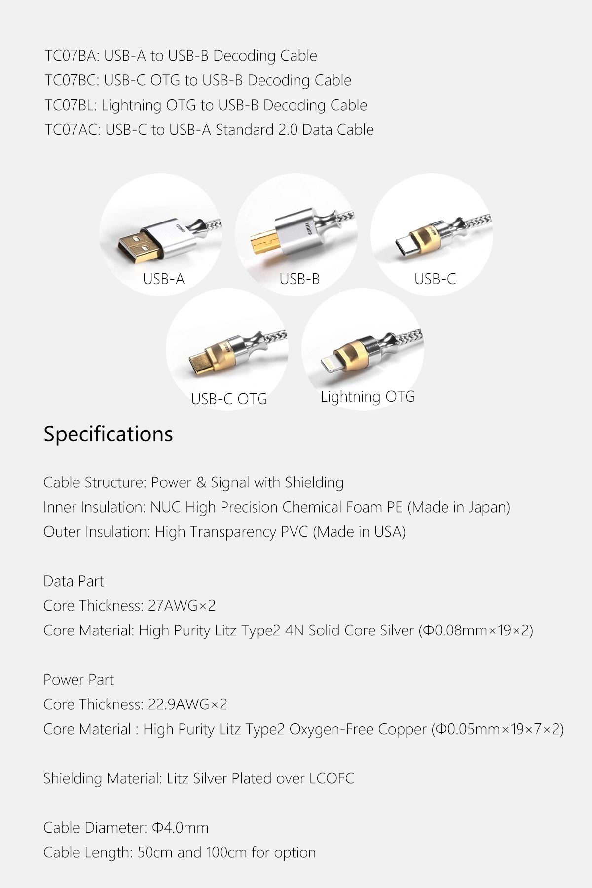ddHiFi TC07BA Decoding Cable
