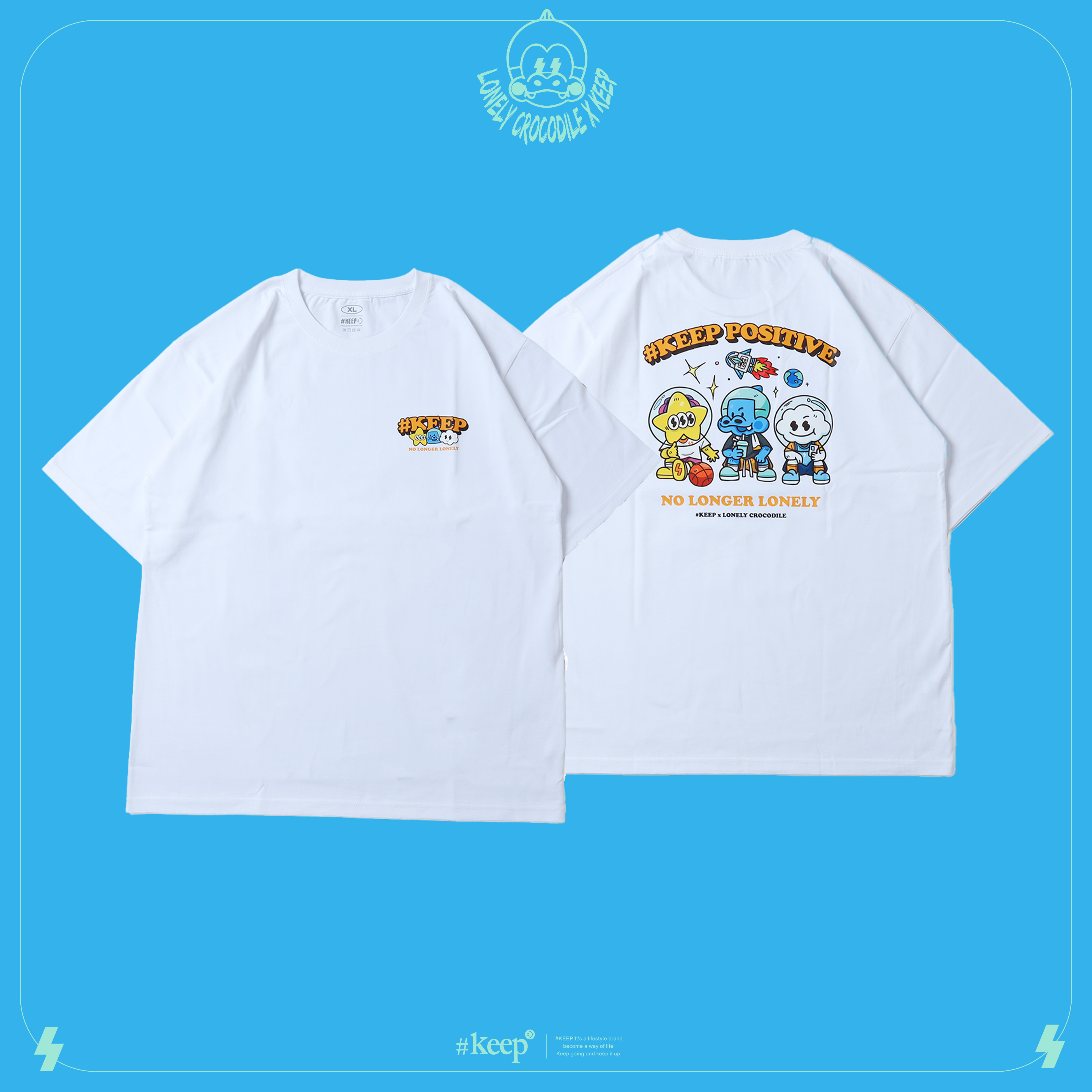 文博限定價 #KEEP POSITIVE X Lonely Crocodile 白色 黑色 聯名款 寂寞鱷魚 宇宙星球 短TEE【KS303】