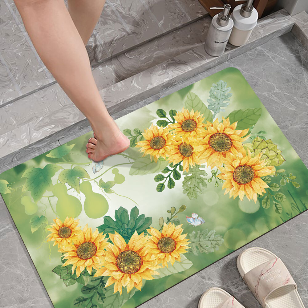 【命運好好玩】招財向陽花風水布簾+硅藻土地墊套組 (廠商直出、不參加免運及滿額贈優惠)