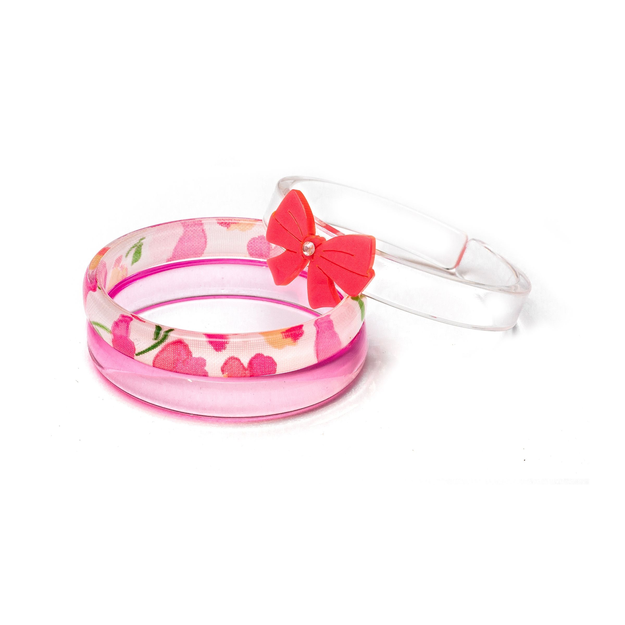〖 Lilies & Roses 〗紅色花卉蝴蝶結手環三入組