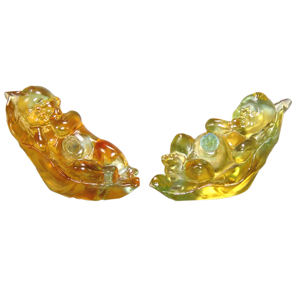 居家開運琉璃擺飾｜金童玉女聚財娃娃 招財納福居家開運首選