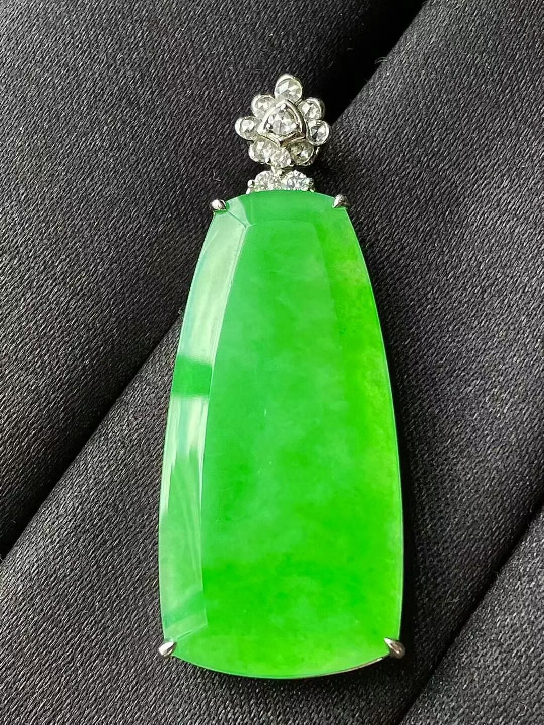 翡翠冰種陽綠無事牌吊墜,天然翡翠A玉, 緬甸玉, Jade, Jadeite