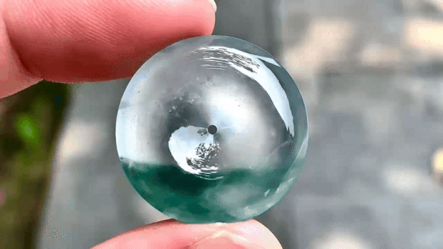 76370 翡翠冰藍彩平安扣 (22.6mm直徑)