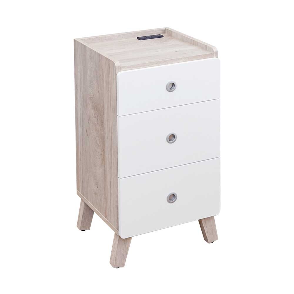 懷森1.3尺多功能三抽置物櫃/收納櫃-附插座