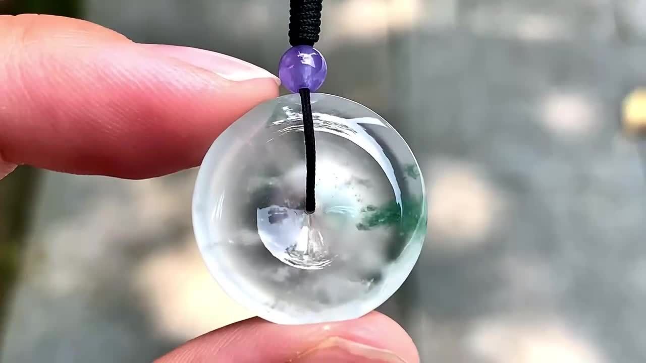 翡翠冰飄花平安扣 (19.7mm直徑),天然翡翠A玉, 緬甸玉, Jade, Jadeite