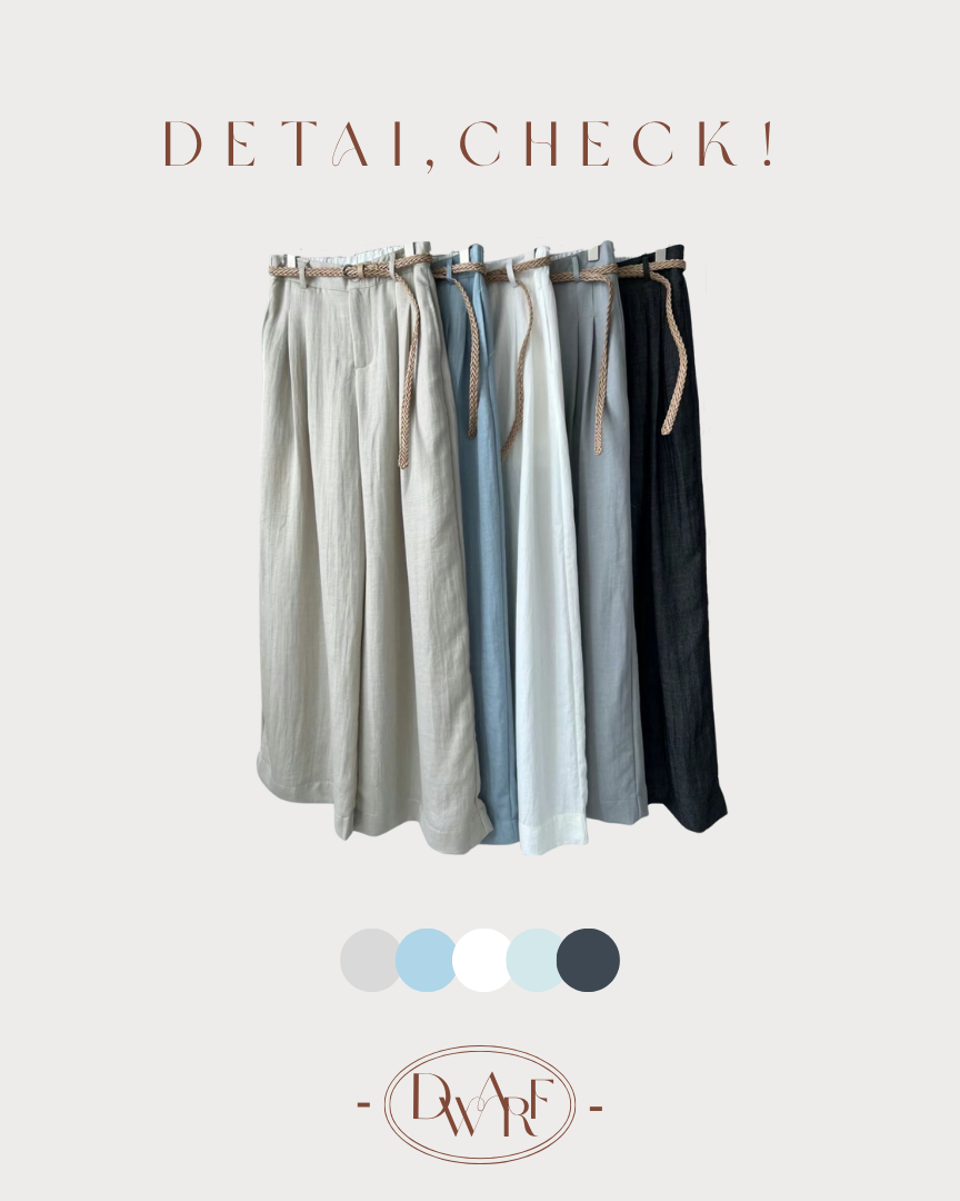 《KR》夏日編織帶棉麻闊腿褲