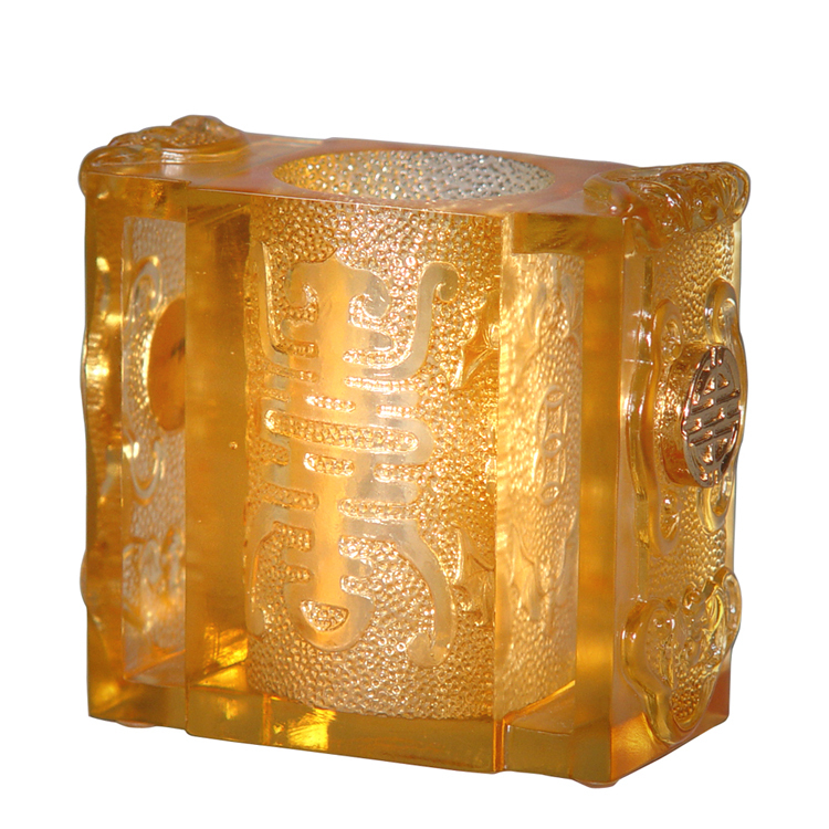 鹿港窯禮品館│琉璃工藝品-福壽雙全-花器筆筒