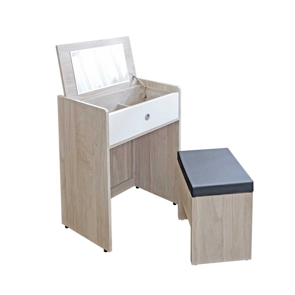 懷森2尺掀蓋式化妝桌/鏡台/梳妝台(附收納化妝椅)