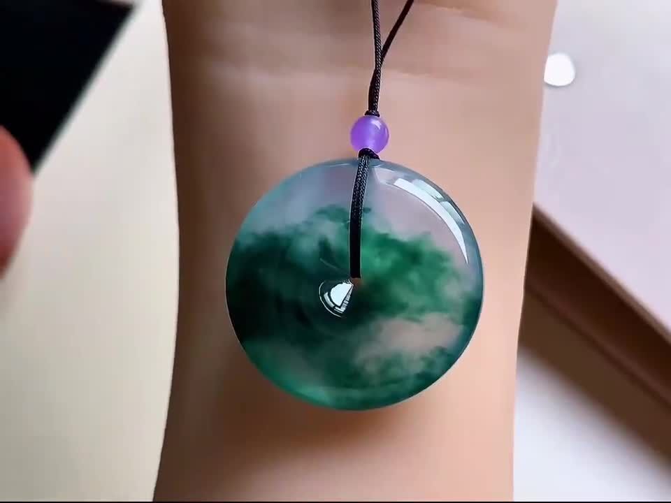 翡翠高冰飄彩懷古 (28mm直徑),天然翡翠A玉, 緬甸玉, Jade, Jadeite