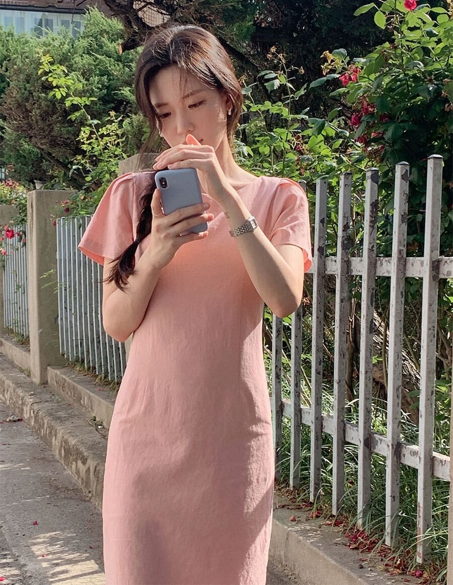 韓國Cherrykoko授權 極致氣質亞麻混紡修腰連身裙【MADE, CRKO】系列