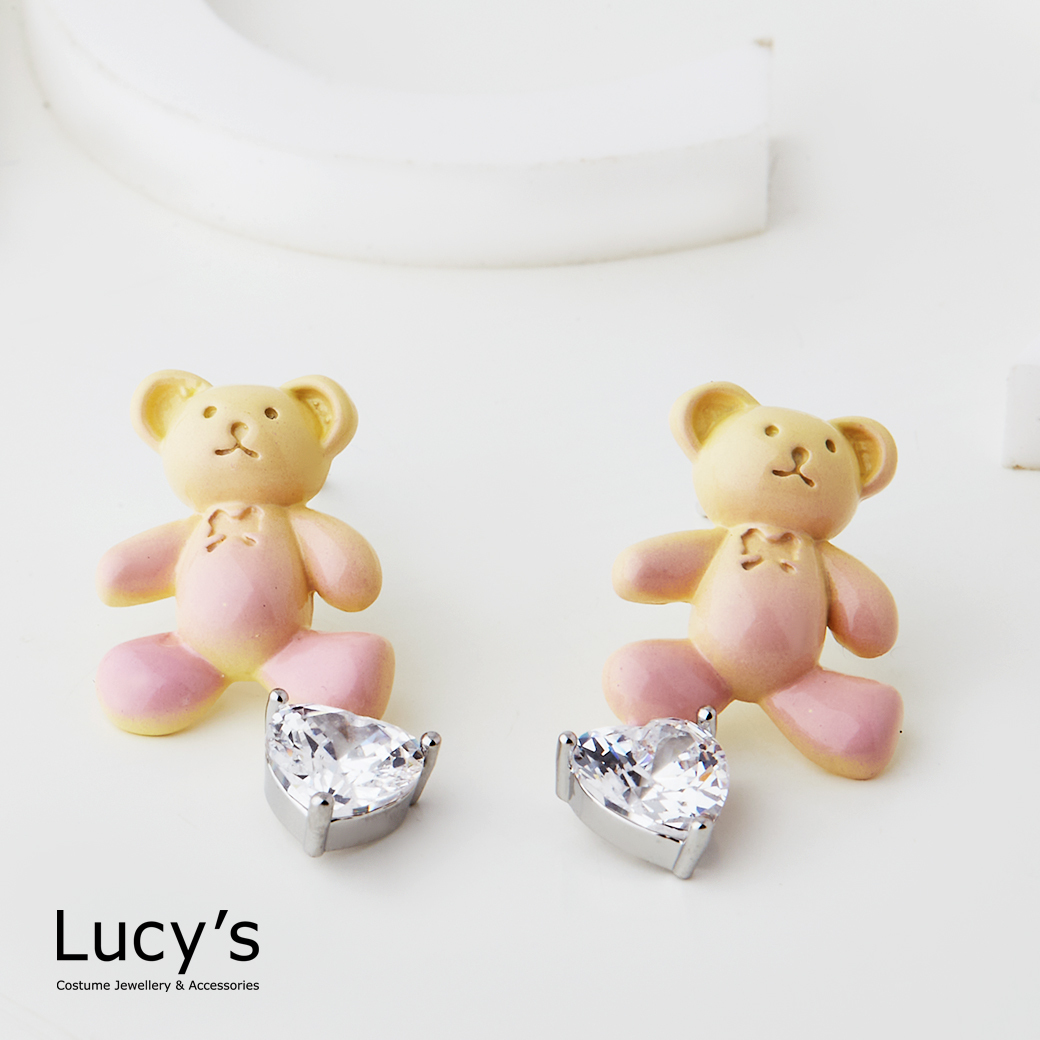 小熊掛心 耳環 (二色) (125864/125865)