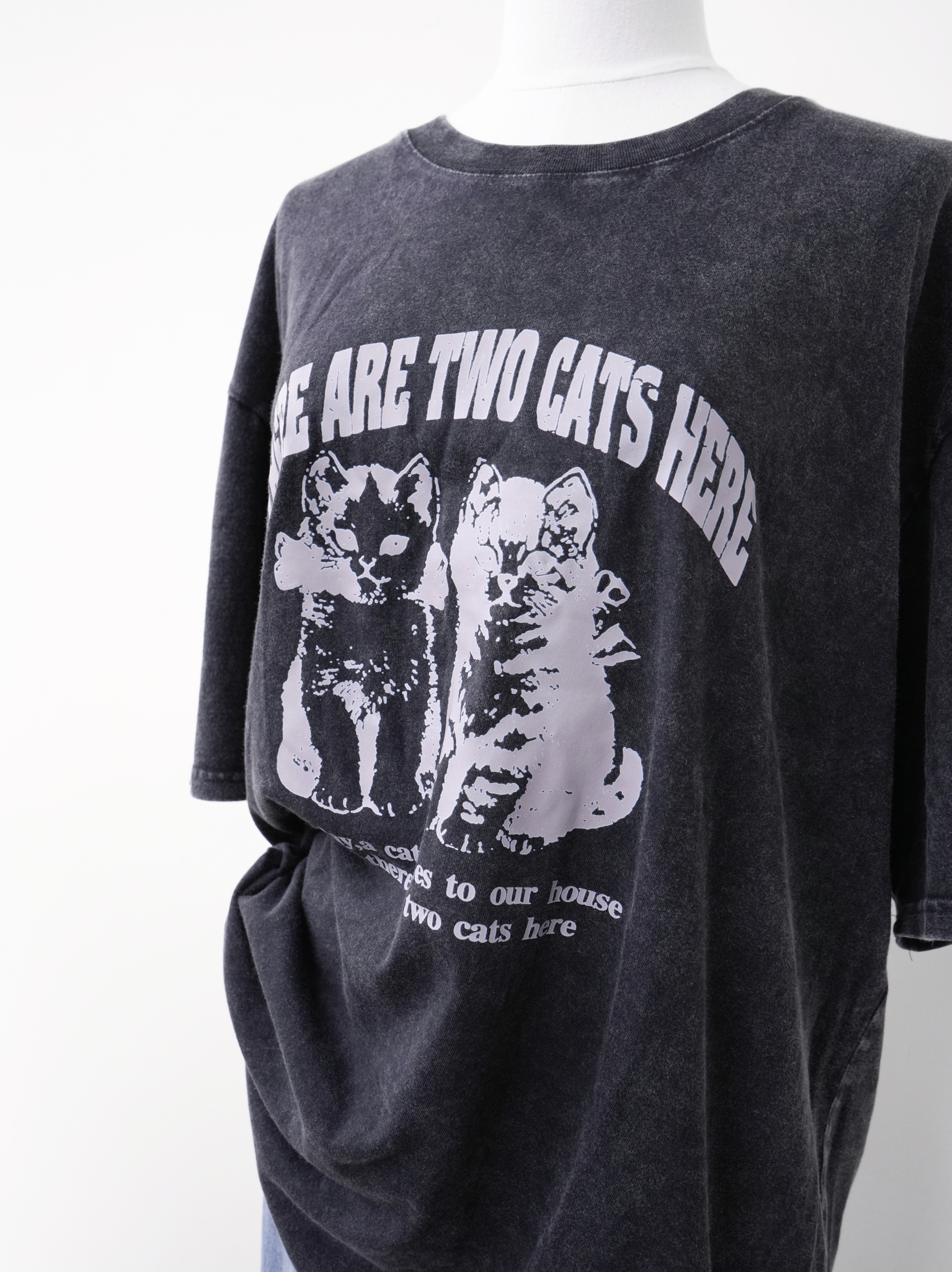 法朵Fado shop｜貓咪印刷水洗長版棉T 0213180