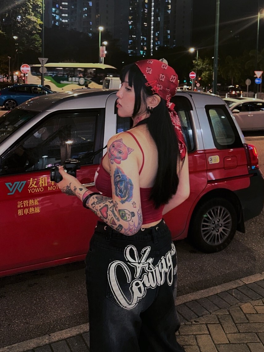 美式刷舊大字母落地牛仔褲