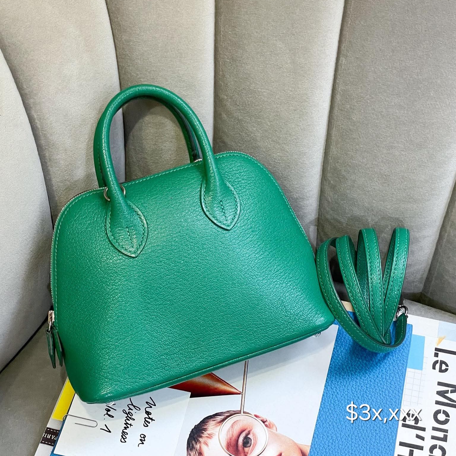 Preloved Hermès Bolide Mini Chèvre Mysore Leather Vert Vertigo PHW HK$3x,xxx (HK$2,000 即時落訂)