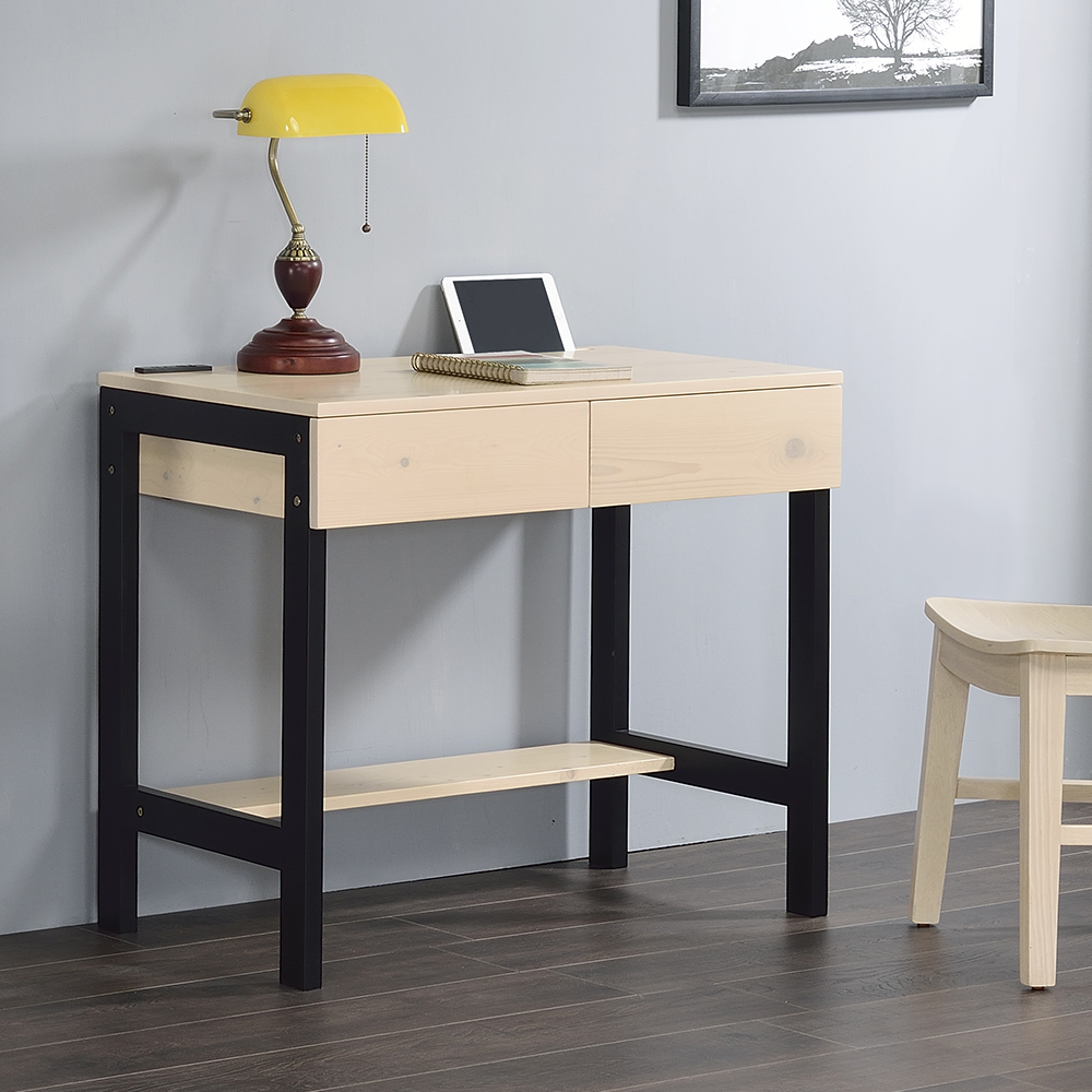 貝德2.9尺工業風實木二抽書桌/工作桌(兩色可選)